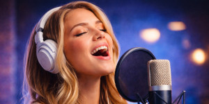 Singer demonstrating head voice